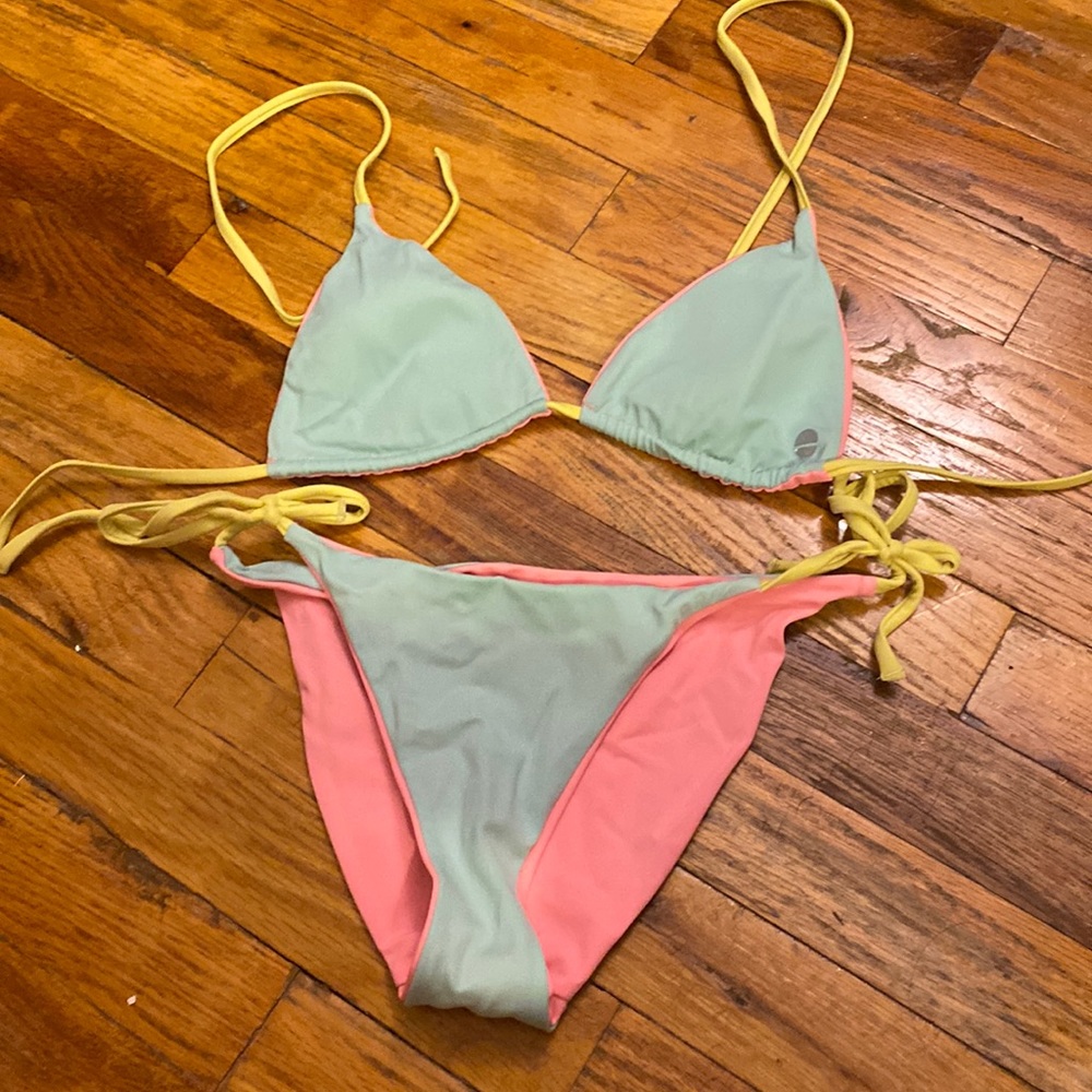 Reversible Pink and Blue Bikini Set